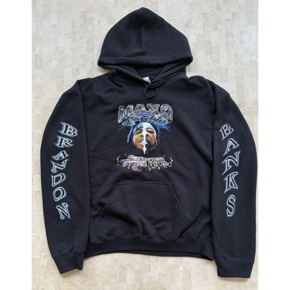 MAXO Kream The Brandon Banks Tour Black Hoodie Houston Rapper‎ Gildan Mens M